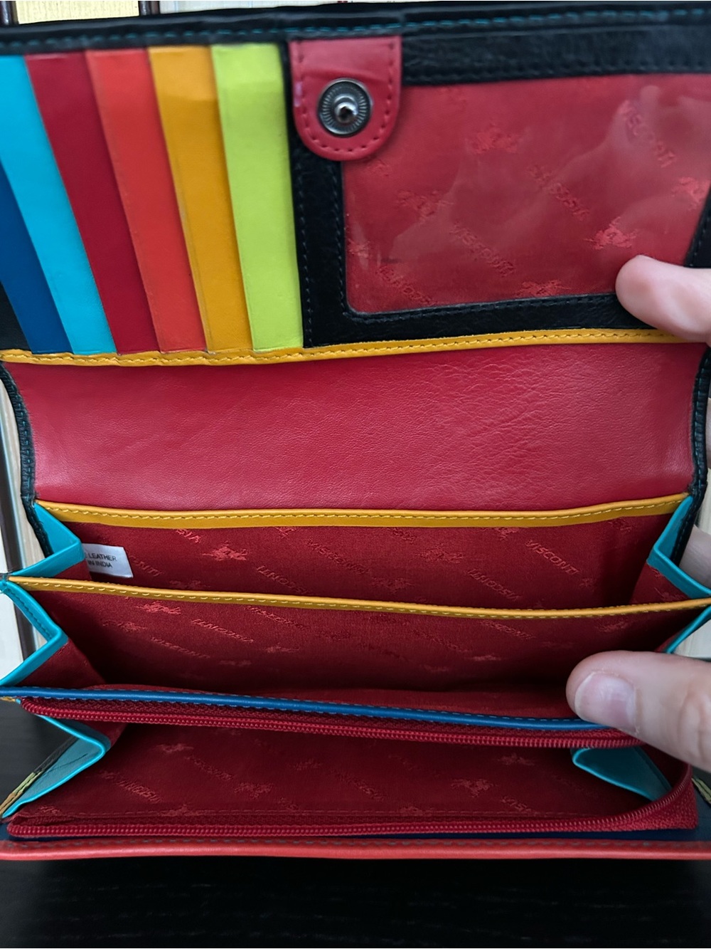VISCONTI - Kos Purs- Cash and Coin - Trifold Wallet - Multicolored Leather - Picture 10 of 15